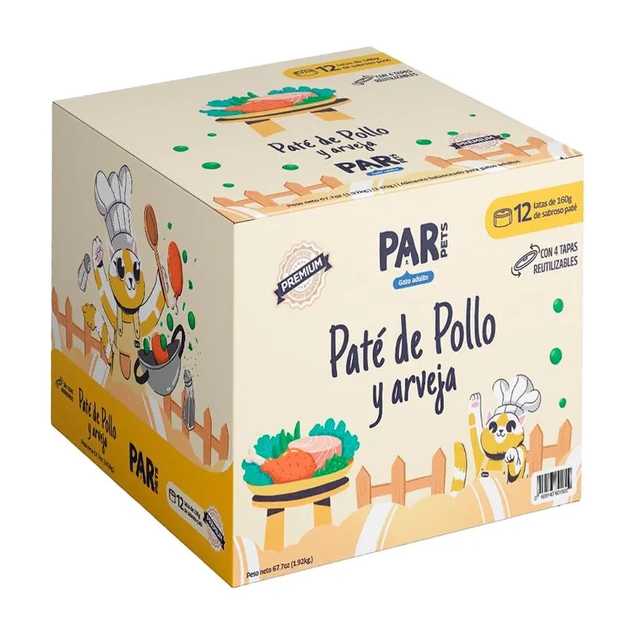 Par Pets Pack Paté De Pollo y Arveja X12 Unidades